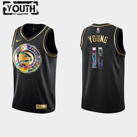 Maillot Basket Enfant Atlanta Hawks Trae Young 11 Nike 2021-22 Noir Golden Edition 75th Anniversary Diamond Swingman